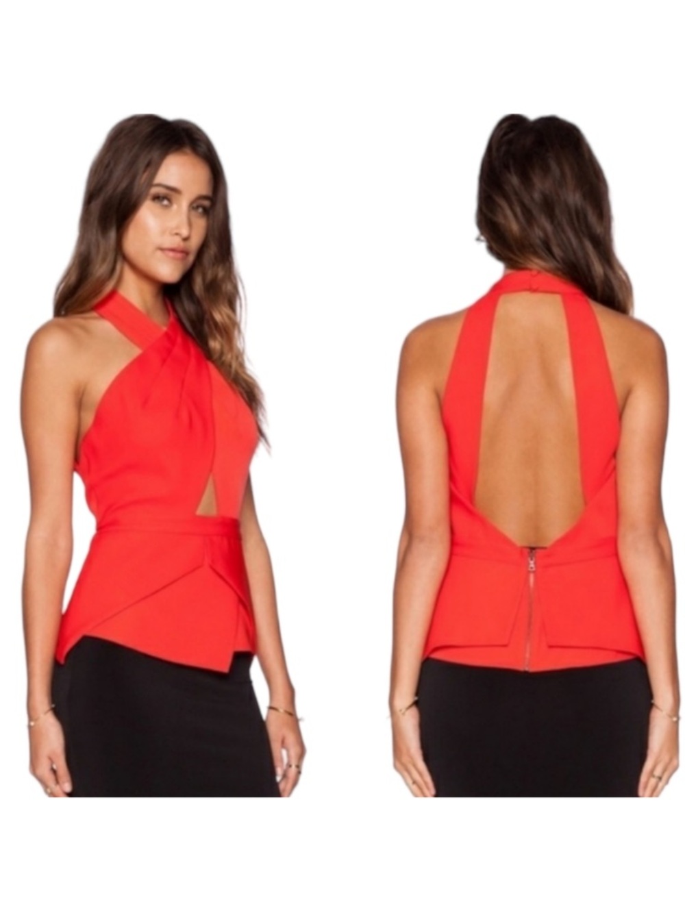 BCBGMaxAzria remmie Bright Red Sleeveless Top size s